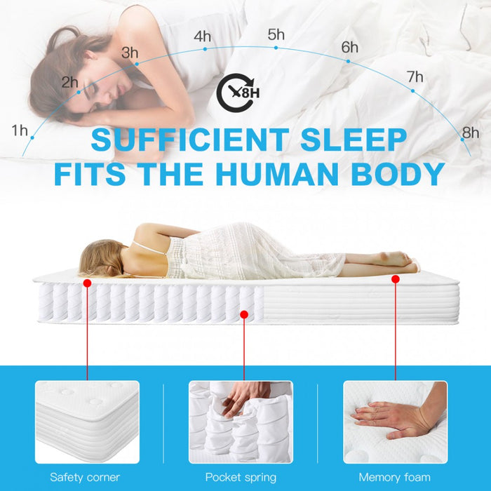 MTS002 - Good Nite Premium Standard Double Memory Foam Quilted Spring Mattress - Medium Firmness Breathable Fabric Mattress - 135×190×20cm