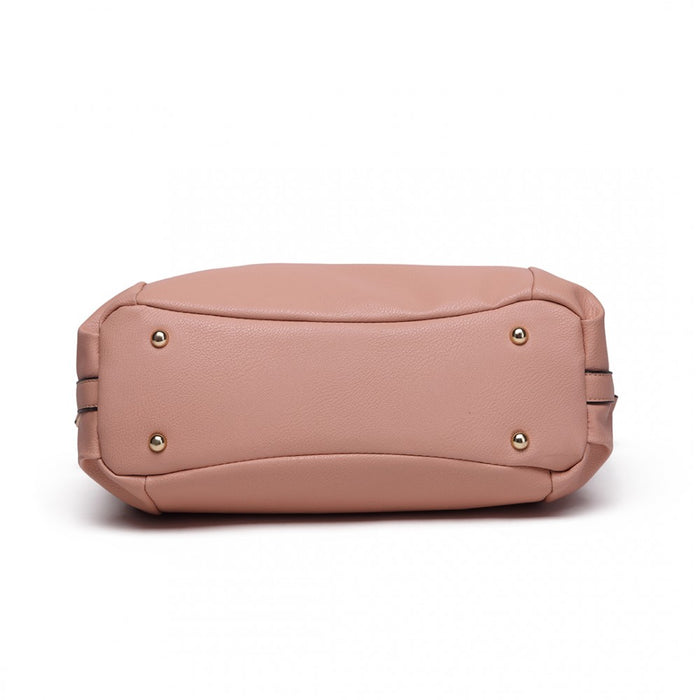 S1716 - Miss Lulu Soft Leather Elegant Simple Shoulder Bag - Nude