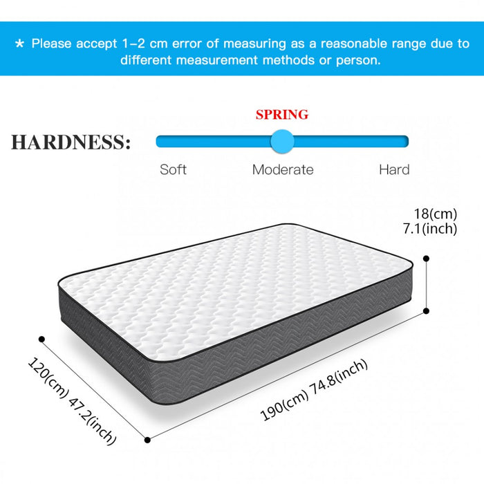 MTS001 - Good Nite Small Double Memory Foam & Spring Mattress-120x190x18cm-Quilted, Hypoallergenic, Breathable Design with Lumbar Support