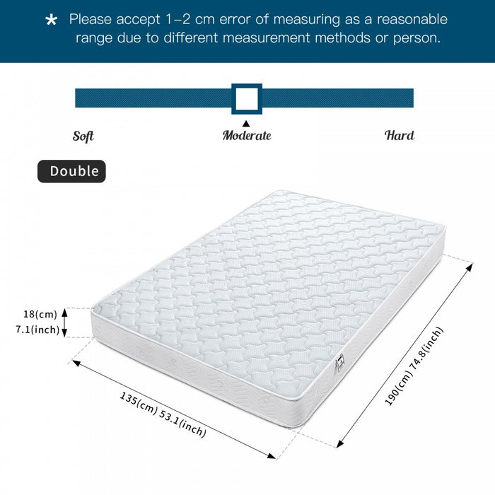 MTS004 - Good Nite Hybrid Memory Foam & Spring Mattress – Pressure Relief, Motion Isolation & Breathable Support - 135×190×18cm