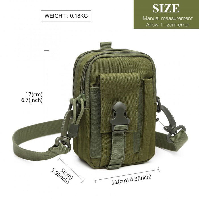 S2053 - Kono Casual Small Canvas Cross Body Bag - Green