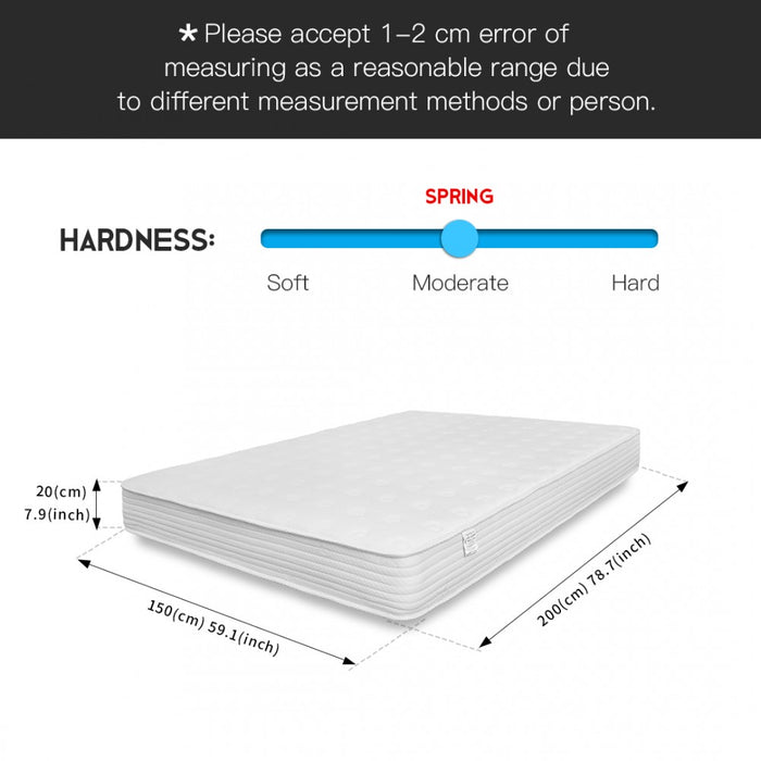 MTS002 - Good Nite Premium King Size Memory Foam Quilted Spring Mattress - Medium Firmness Breathable Fabric Mattress - 150×200×20cm