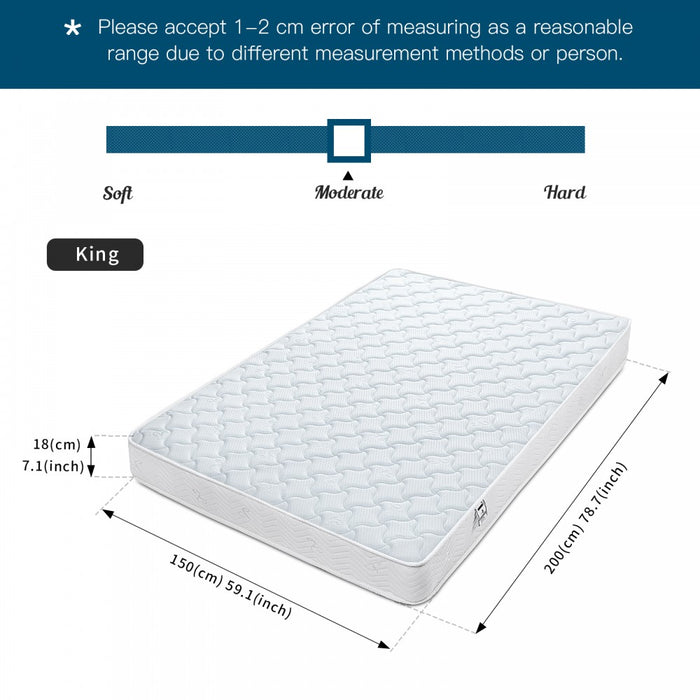 MTS004 - Good Nite Hybrid Memory Foam & Spring Mattress – Pressure Relief, Motion Isolation & Breathable Support - 150×190×18cm