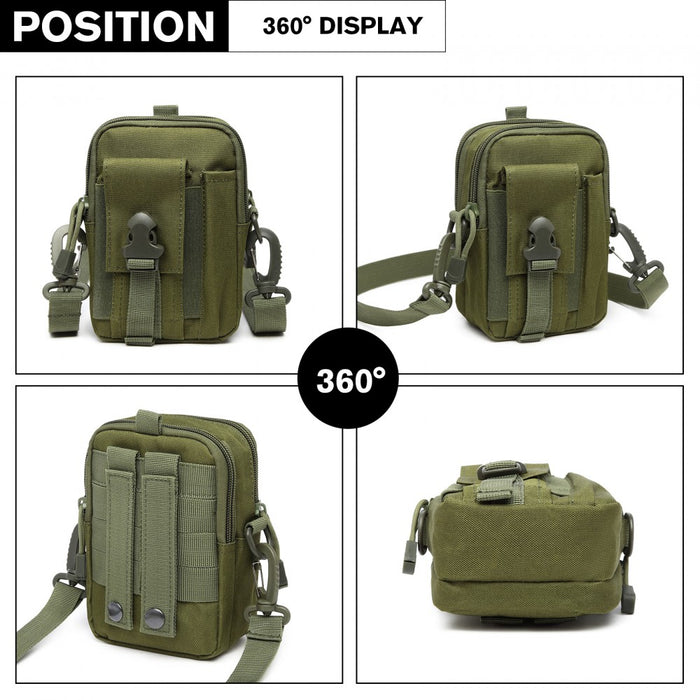 S2053 - Kono Casual Small Canvas Cross Body Bag - Green