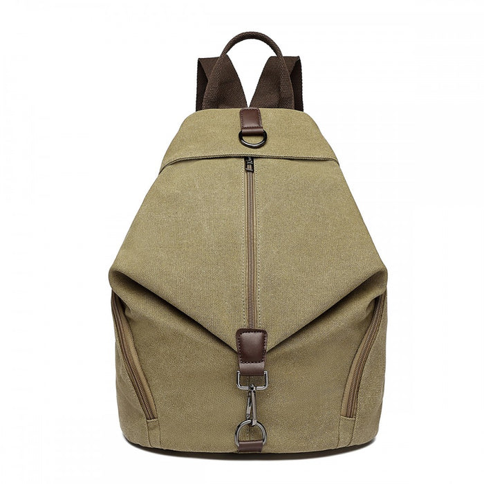 EB2044 - Kono Fashion Anti-Theft Canvas Backpack - Khaki