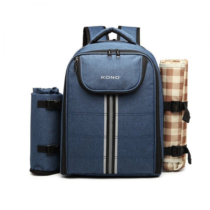 E6915 - Kono Canvas Picnic Backpack - Navy Blue