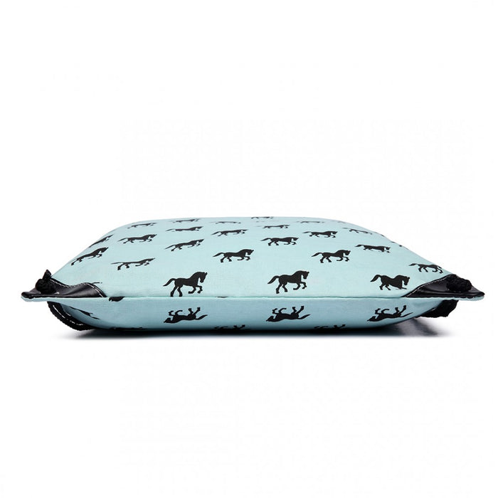 E1406H - Miss Lulu Unisex Drawstring Backpack Horse Blue