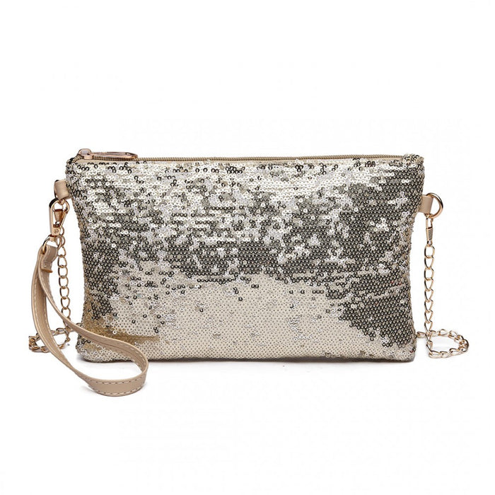LH1765 - Miss Lulu Sequins Clutch Evening Bag Light - Gold