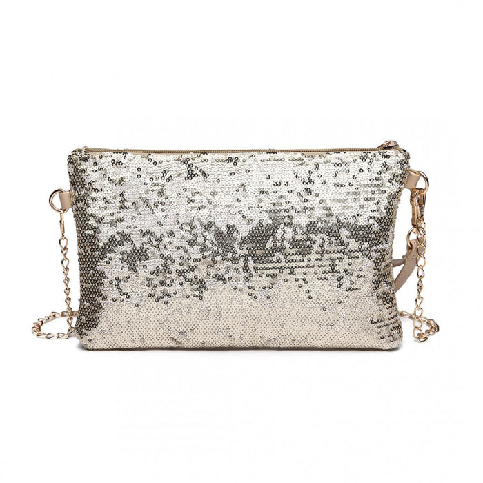 LH1765 - Miss Lulu Sequins Clutch Evening Bag Light - Gold