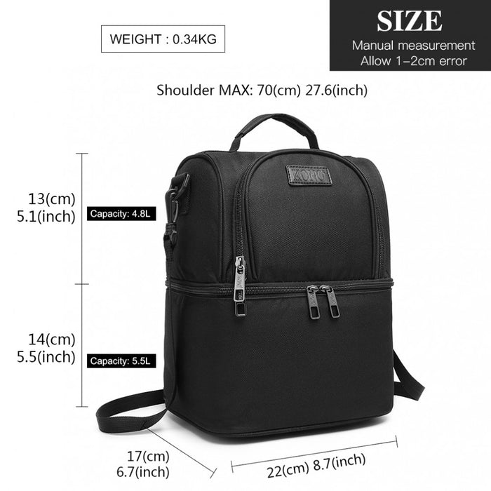 E1958-KONO INSULATED COOL BAG FAMILY LUNCH BOX - BLACK