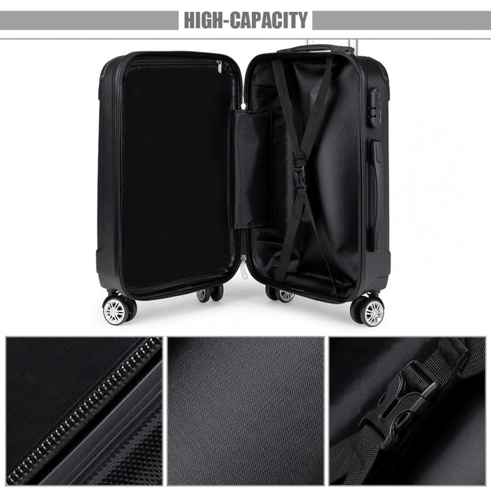 K1777L - Kono 24 Inch ABS Hard Shell Suitcase Luggage - Black