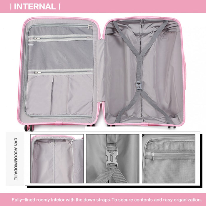 K1997L - KONO 20 INCH CABIN SIZE HARD SHELL PP SUITCASE - PINK