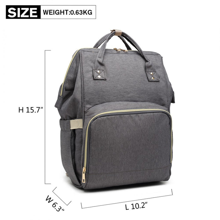 E6814 - MISS LULU MULTI FUNCTION BABY DIAPER CHANGING BACKPACK - GREY