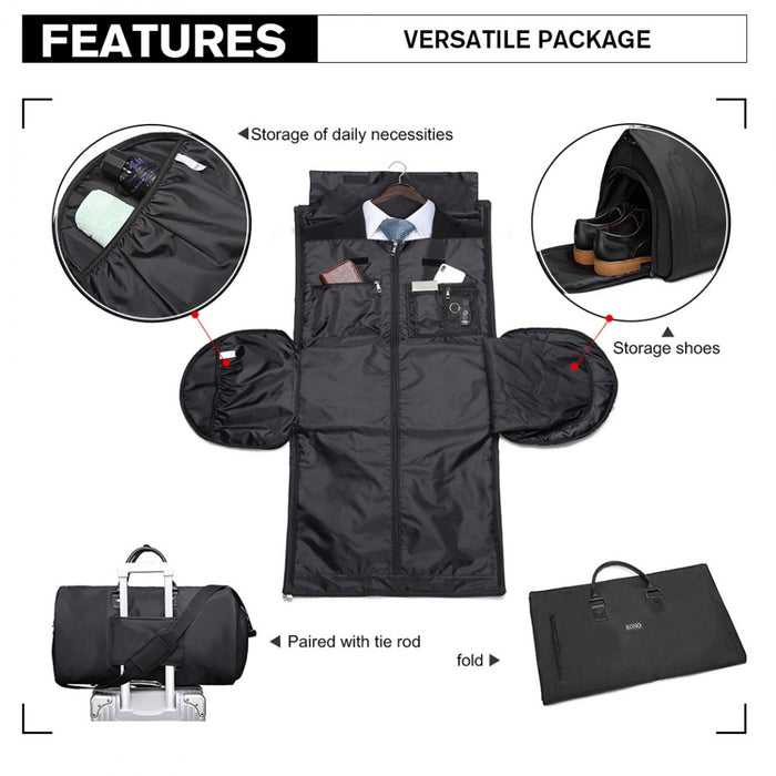E1918 - Kono Travel Suit Garment Duffel Bag - Black
