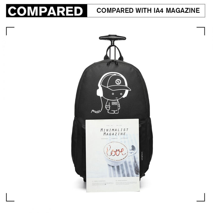 E6877 - Kono Multi-functional Glow-in-the-Dark Trolley Backpack - Black