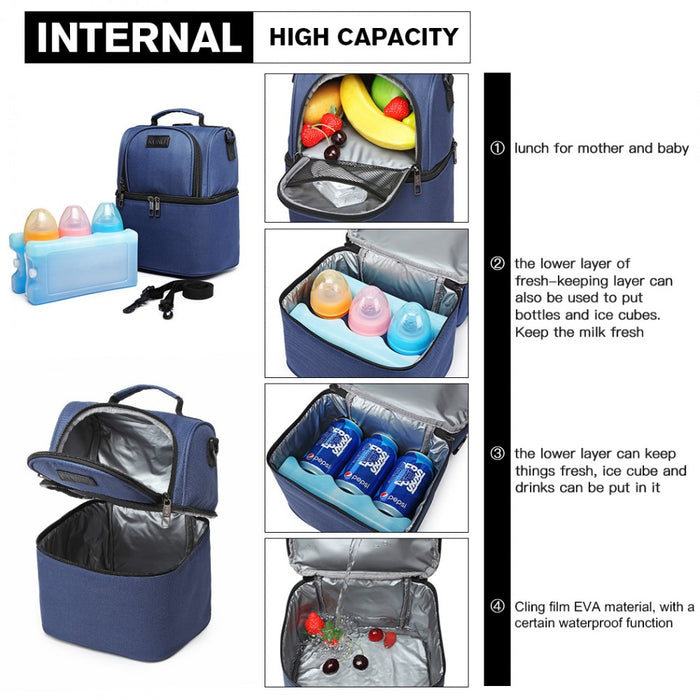 E1958-KONO INSULATED COOL BAG FAMILY LUNCH BOX - NAVY