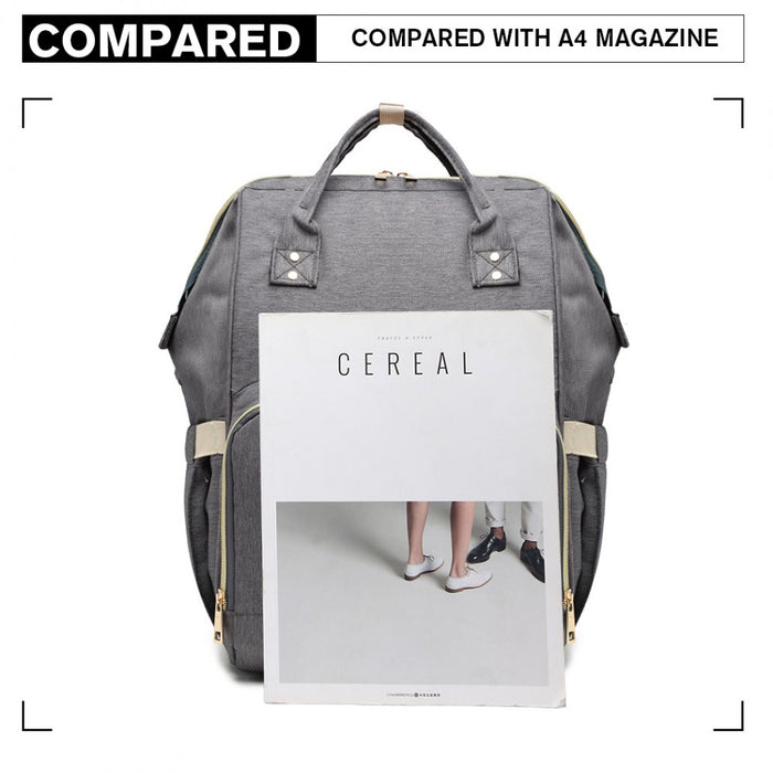 E6814 - MISS LULU MULTI FUNCTION BABY DIAPER CHANGING BACKPACK - GREY