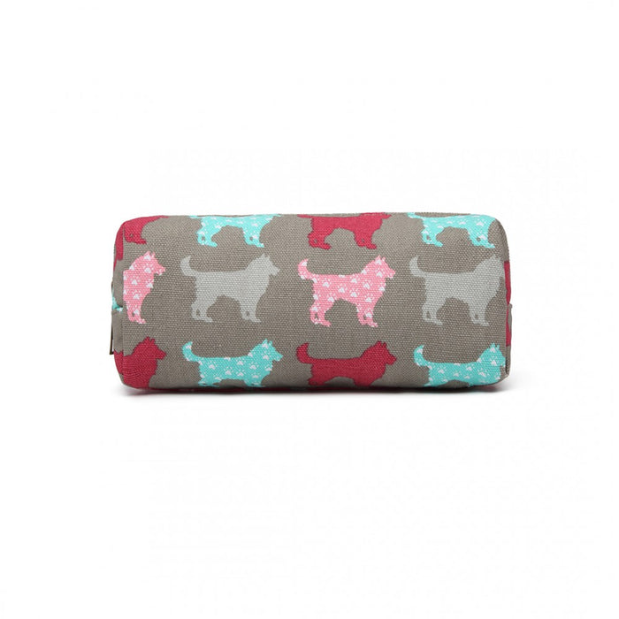 PC - Miss Lulu Canvas Pencil Case Dog Grey