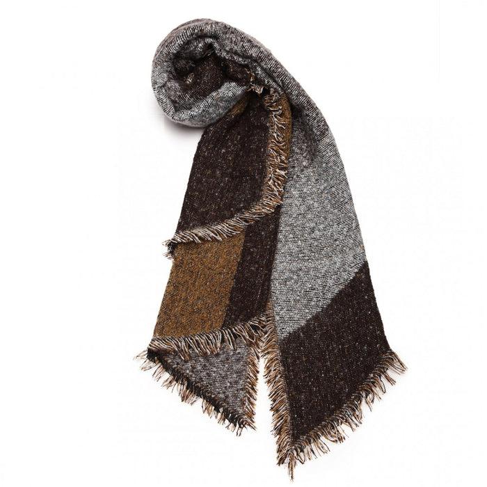 S6427 - Women Ladies Fashion Plaid Scarf Blanket Winter Warm Wrap Shawl - Coffee