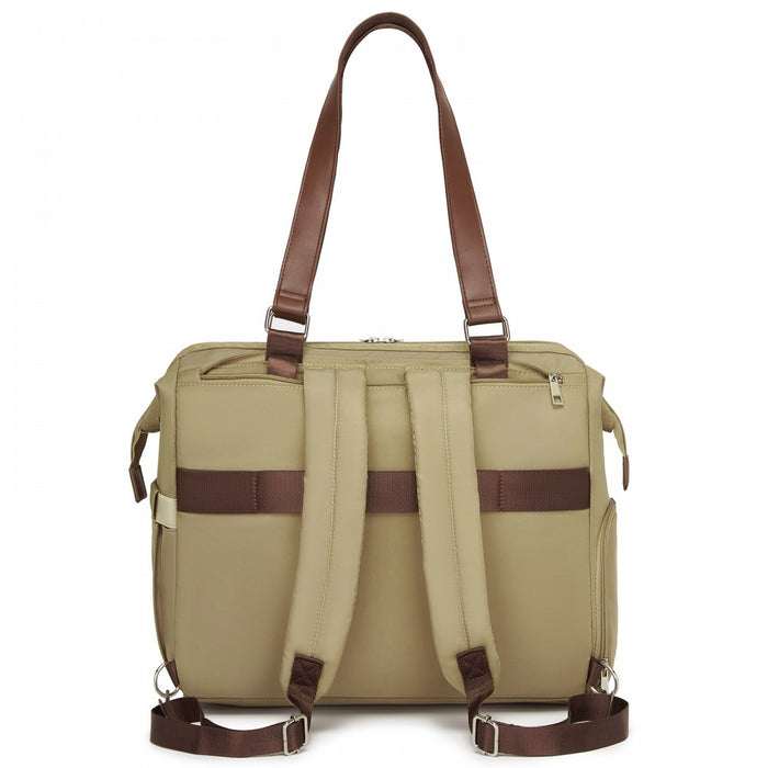 BCK2503 - Kono Large Nappy Changing Tote Bag with Shoe Compartment, Insulated Pockets & Waterproof Zip Pocket - Khaki