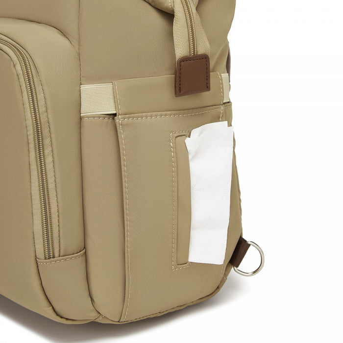 BCK2503 - Kono Large Nappy Changing Tote Bag with Shoe Compartment, Insulated Pockets & Waterproof Zip Pocket - Khaki