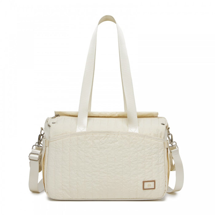 BCM2517 - Miss Lulu Stylish and Spacious Maternity Diaper Bag with Insulated Baby Bottle Pockets,Wet-Dry Separation,Stroller Strap - Beige