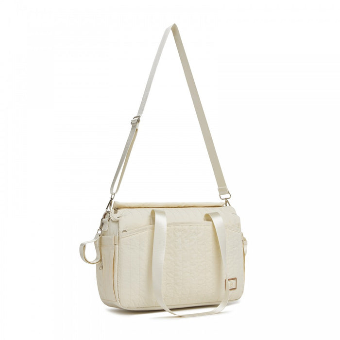 BCM2517 - Miss Lulu Stylish and Spacious Maternity Diaper Bag with Insulated Baby Bottle Pockets,Wet-Dry Separation,Stroller Strap - Beige