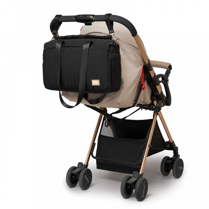 BCM2517 - Miss Lulu Stylish and Spacious Maternity Diaper Bag with Insulated Baby Bottle Pockets,Wet-Dry Separation,Stroller Strap - Black