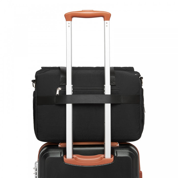 BCM2517 - Miss Lulu Stylish and Spacious Maternity Diaper Bag with Insulated Baby Bottle Pockets,Wet-Dry Separation,Stroller Strap - Black