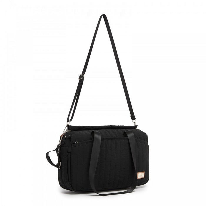 BCM2517 - Miss Lulu Stylish and Spacious Maternity Diaper Bag with Insulated Baby Bottle Pockets,Wet-Dry Separation,Stroller Strap - Black