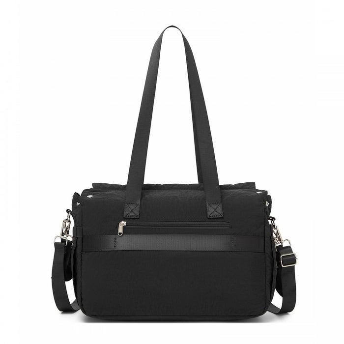 BCM2517 - Miss Lulu Stylish and Spacious Maternity Diaper Bag with Insulated Baby Bottle Pockets,Wet-Dry Separation,Stroller Strap - Black