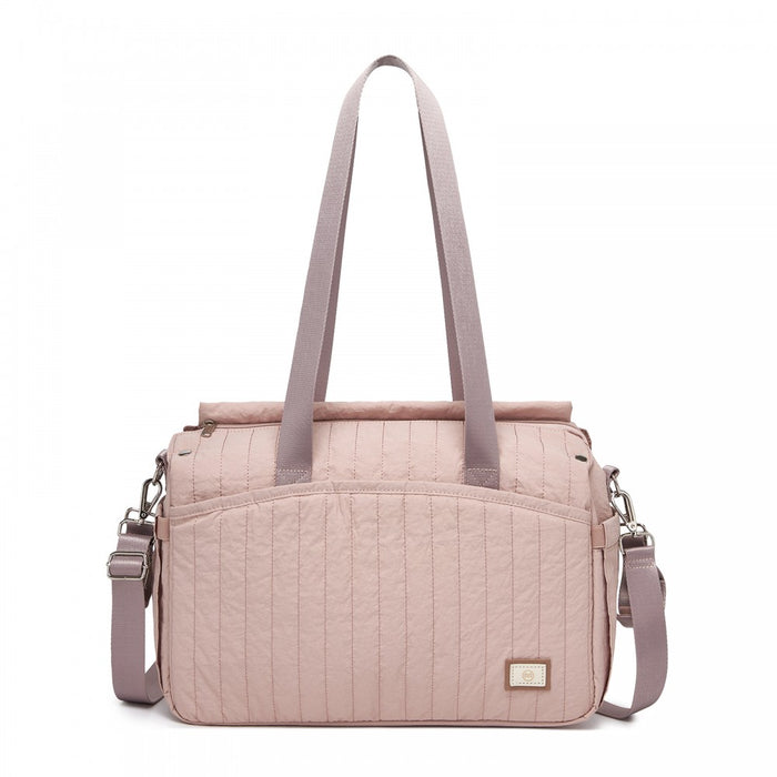 BCM2517 - Miss Lulu Stylish and Spacious Maternity Diaper Bag with Insulated Baby Bottle Pockets,Wet-Dry Separation,Stroller Strap - Pink