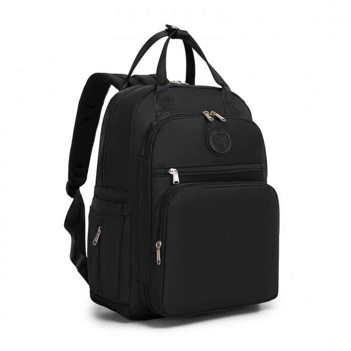 BCM2532 - Miss Lulu Stylish Multifunctional Baby Changing Backpack with Insulated Bottle Holders, Stroller Clips & Trolley Sleeve for Everyday & Travel - Black