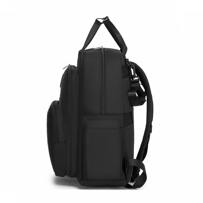 BCM2532 - Miss Lulu Stylish Multifunctional Baby Changing Backpack with Insulated Bottle Holders, Stroller Clips & Trolley Sleeve for Everyday & Travel - Black