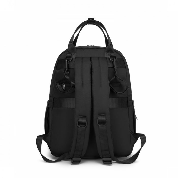 BCM2532 - Miss Lulu Stylish Multifunctional Baby Changing Backpack with Insulated Bottle Holders, Stroller Clips & Trolley Sleeve for Everyday & Travel - Black