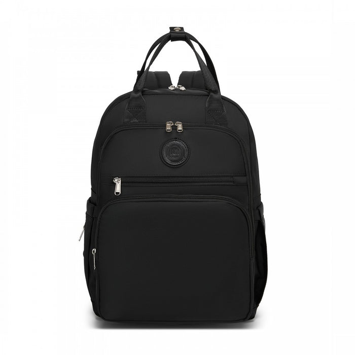 BCM2532 - Miss Lulu Stylish Multifunctional Baby Changing Backpack with Insulated Bottle Holders, Stroller Clips & Trolley Sleeve for Everyday & Travel - Black