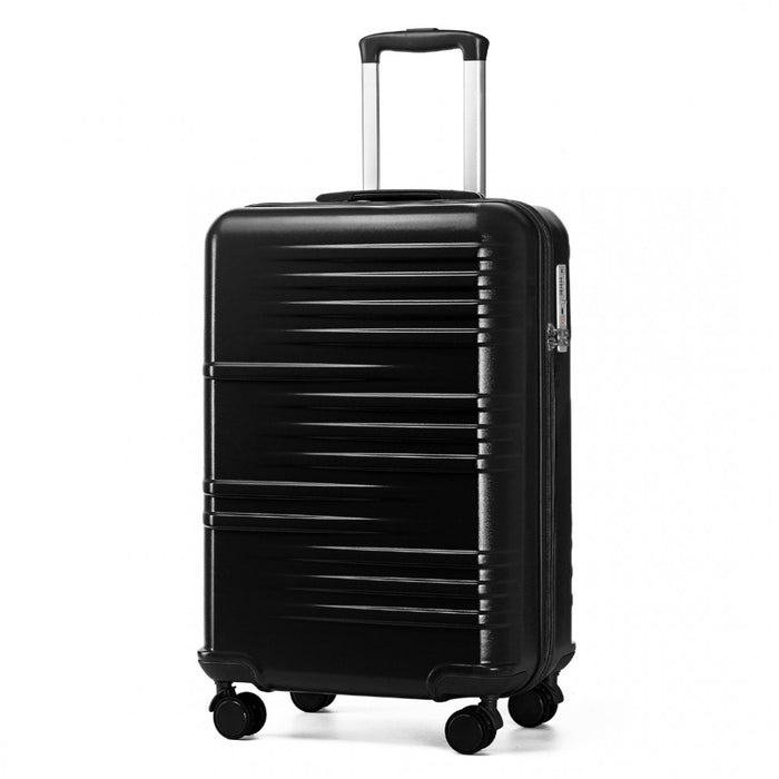 K2391L - British Traveller 20 Inch Durable Polycarbonate and ABS Hard Shell Suitcase With TSA Lock - Black