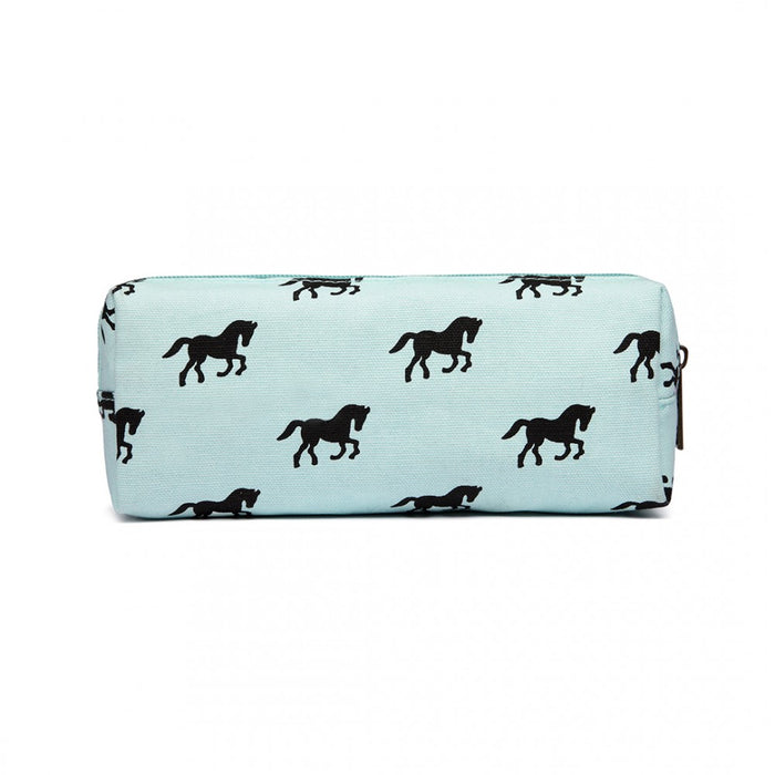 PC - Miss Lulu Canvas Pencil Case Horse Blue