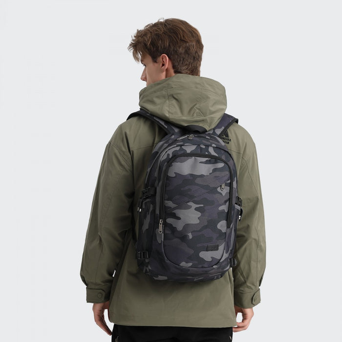 BPK2426 - Kono Minimalist Design Tech Backpack with USB & Type-C Port and Laptop Compartment - Camo