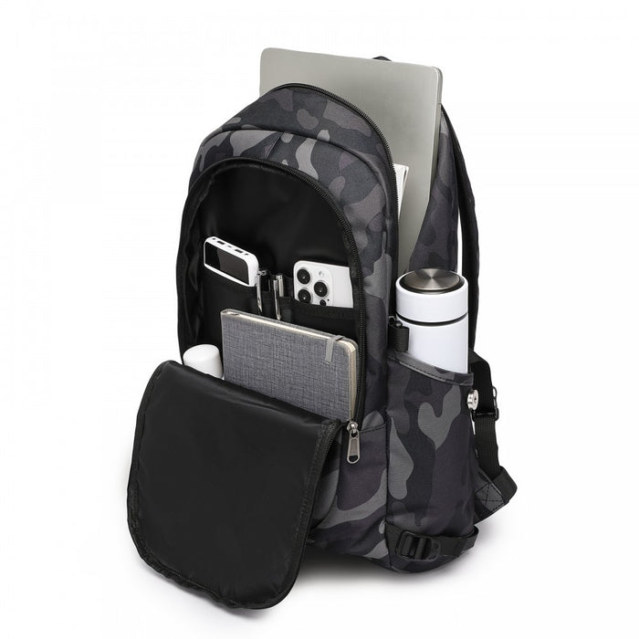 BPK2426 - Kono Minimalist Design Tech Backpack with USB & Type-C Port and Laptop Compartment - Camo