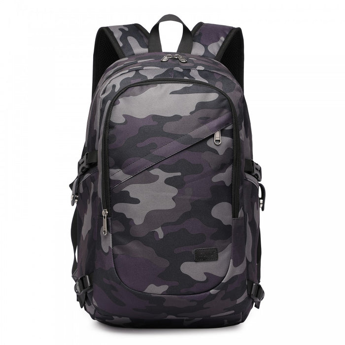 BPK2426 - Kono Minimalist Design Tech Backpack with USB & Type-C Port and Laptop Compartment - Camo