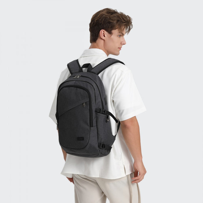 BPK2426 - Kono Minimalist Design Tech Backpack with USB & Type-C Port and Laptop Compartment - Dark Grey