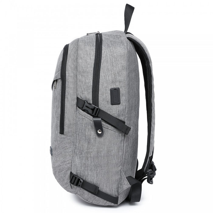 BPK2426 - Kono Minimalist Design Tech Backpack with USB & Type-C Port and Laptop Compartment - Grey