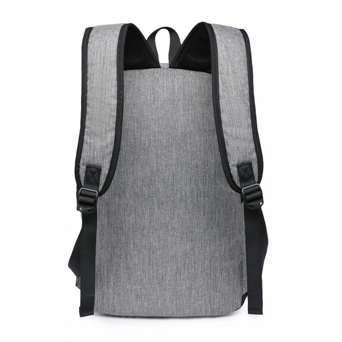 BPK2426 - Kono Minimalist Design Tech Backpack with USB & Type-C Port and Laptop Compartment - Grey