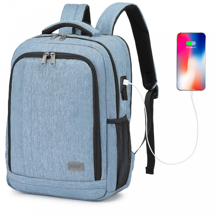 BPK2442 - Kono Commuter Laptop Backpack with USB & Type-C Port, Anti-Theft Pocket, Organised Storage - Blue