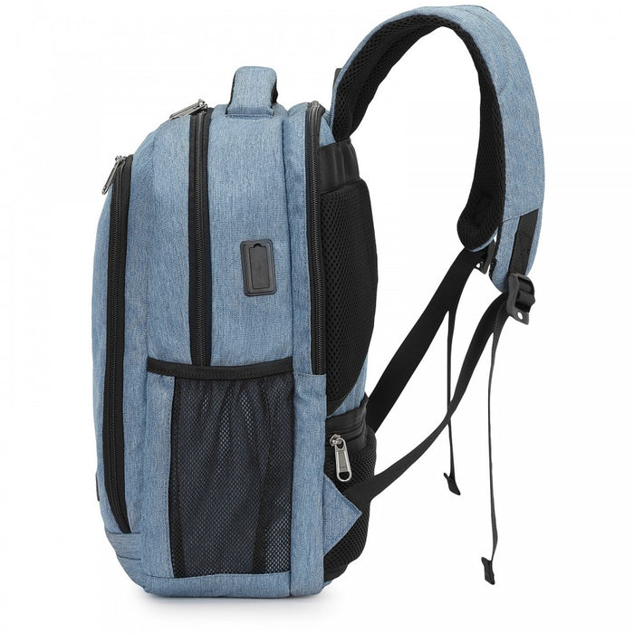 BPK2442 - Kono Commuter Laptop Backpack with USB & Type-C Port, Anti-Theft Pocket, Organised Storage - Blue
