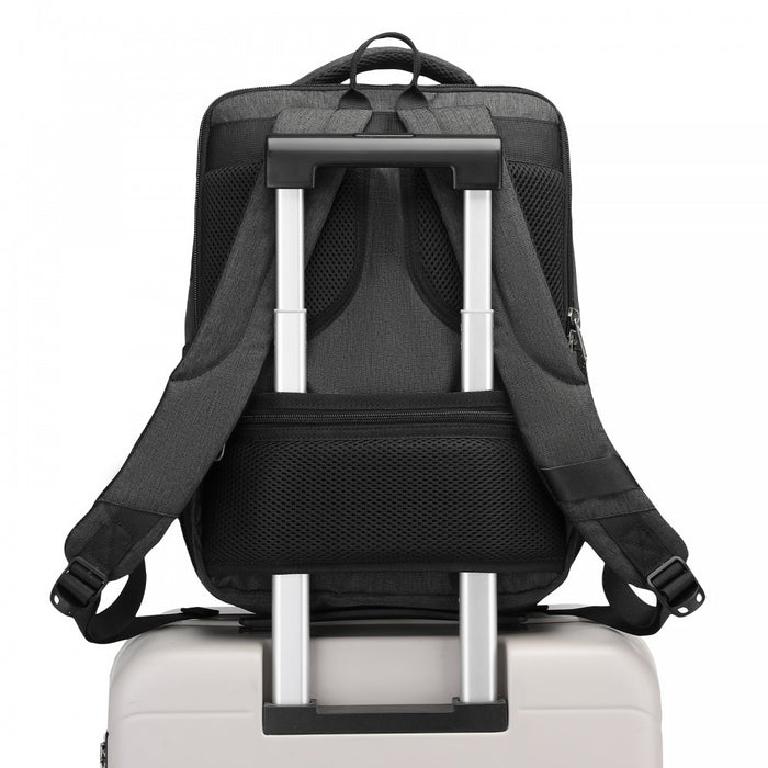 BPK2442 - Kono Commuter Laptop Backpack with USB & Type-C Port, Anti-Theft Pocket, Organised Storage - Black