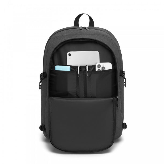 BPK2501 - Kono Modern Urban Style Laptop Backpack – School & Commuter Rucksack with USB & Type-C Charging Port - Dark Grey