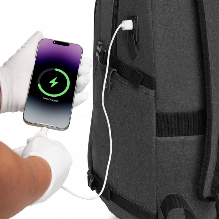 BPK2501 - Kono Modern Urban Style Laptop Backpack – School & Commuter Rucksack with USB & Type-C Charging Port - Dark Grey