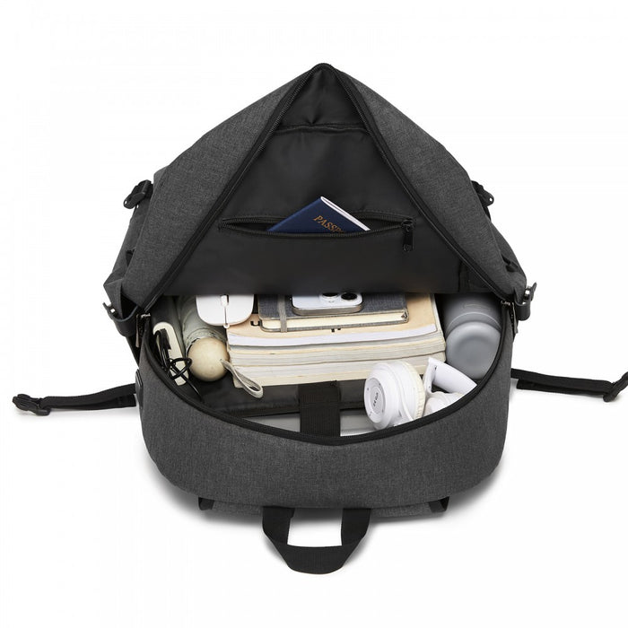 BPK2501 - Kono Modern Urban Style Laptop Backpack – School & Commuter Rucksack with USB & Type-C Charging Port - Dark Grey
